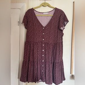 Maroon flower print dress! Super flows and comfortable! Lightly worn- like new!